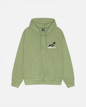 Stüssy Apocalypse Zip Hoodie Gröna | Sverige 087HNMDBY