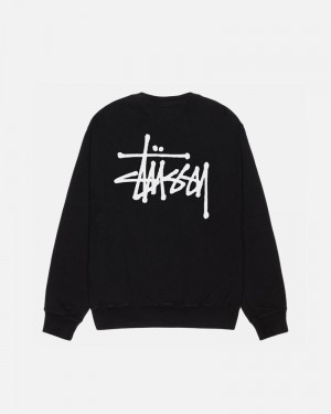 Stüssy Basic Crew Pigment Dyed Sweatshirt Svarta | Sverige 057JLTCPW