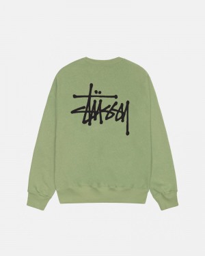 Stüssy Basic Crew Sweatshirt Gröna | Sverige 695OMELTU