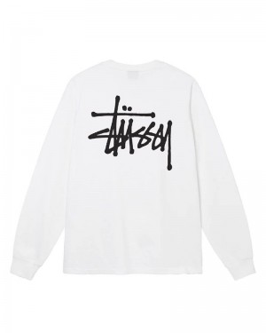 Stüssy Basic LS Tee Sweatshirt Vita | Sverige 598HQUMWD