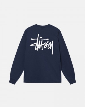 Stüssy Basic LS T-shirt Marinblå | Sverige 510RYCXIF