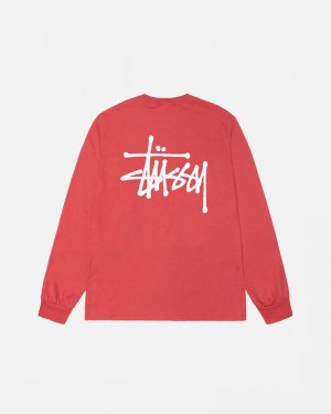 Stüssy Basic LS T-shirt Röda | Sverige 816XPRQMH