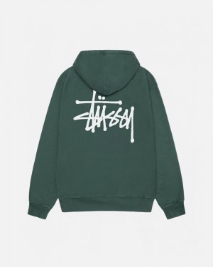 Stüssy Basic Pigment Dyed Hoodie Gröna | Sverige 608STVYWJ