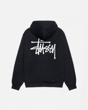 Stüssy Basic Pigment Dyed Hoodie Svarta | Sverige 054WDIRXS