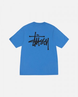 Stüssy Basic Pigment Dyed T-shirt Blå | Sverige 895GUYETD