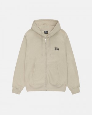 Stüssy Basic Zip Hoodie Khaki | Sverige 756JRCFUM