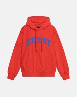 Stüssy Block Sport Pigment Dyed Hoodie Röda | Sverige 129YFACSB