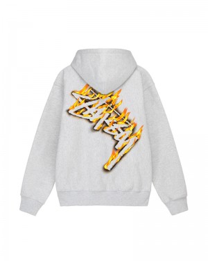 Stüssy Burning Stock Zip Hoodie Grå | Sverige 820PLBZDN