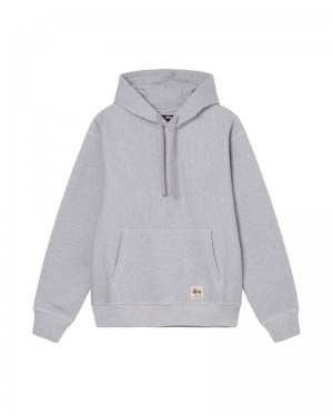 Stüssy Contrast Stitch Label Hoodie Grå | Sverige 182DBYGRN