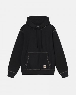 Stüssy Contrast Stitch Label Hoodie Svarta | Sverige 063BDCOGV