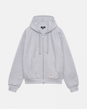 Stüssy Double Face Label Zip Hoodie Grå | Sverige 563VOKRPI