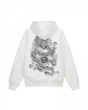 Stüssy Dragon Hoodie Vita | Sverige 562HDKICW