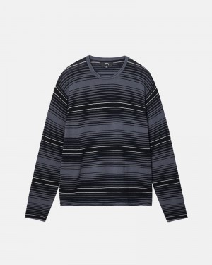 Stüssy Horizontal Stripe Tröja Grå | Sverige 785VJBSIG