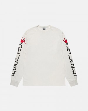 Stüssy Jumbo LS Pigment Dyed T-shirt Vita | Sverige 847LZVTGN