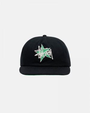 Stüssy Mid-Depth Basic Star Strapback Kepsar Svarta | Sverige 582TOHKSX