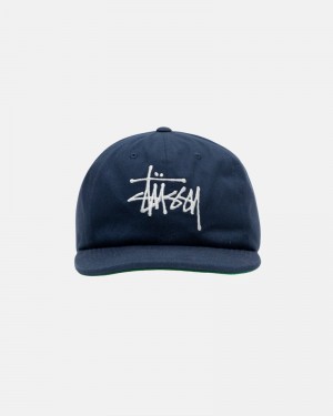 Stüssy Mid-Depth Basic Strapback Kepsar Marinblå | Sverige 548ZOAJEM