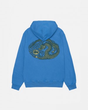 Stüssy Mosaic Dragon Pigment Dyed Hoodie Blå | Sverige 781IWAYPE