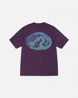 Stüssy Mosaic Dragon Pigment Dyed T-shirt Lila | Sverige 675OSYRMQ