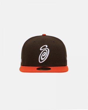 Stüssy New Era 59Fifty Curly S Kepsar Bruna Orange | Sverige 931OUKEAS