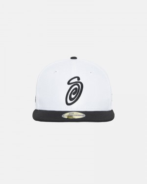 Stüssy New Era 59Fifty Curly S Kepsar Vita Svarta | Sverige 064FEJBZH