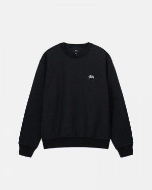 Stüssy Overdyed Stock Logo Crew Sweatshirt Svarta | Sverige 405WRUFPY