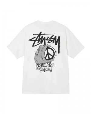 Stüssy Peace Hand Pigment Dyed T-shirt Vita | Sverige 704VGDCZX