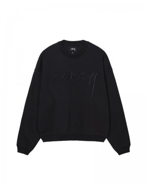 Stüssy Relaxed Smoothstock Crew Sweatshirt Svarta | Sverige 589CGKEXB