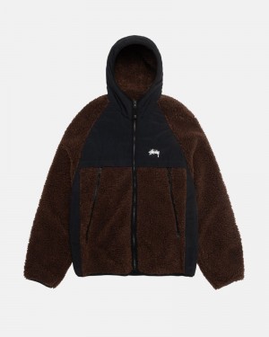 Stüssy Sherpa Paneled Hooded Jacka Bruna | Sverige 452JYVLBK