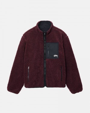 Stüssy Sherpa Reversible Jacka Vinröda | Sverige 695DHXZRM