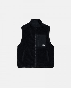 Stüssy Sherpa Reversible Väst Svarta | Sverige 024OLHGWZ