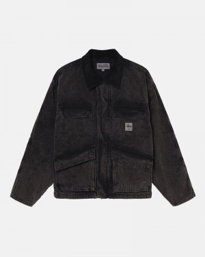 Stüssy Shop Washed Canvas Jacka Svarta | Sverige 816YJXPWO