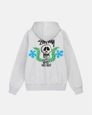 Stüssy Skull Crest Hoodie Grå | Sverige 720UQPOBG