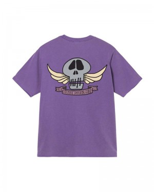 Stüssy Skull Wings Pigment Dyed T-shirt Lila | Sverige 139LEIJCZ