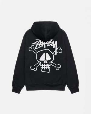 Stüssy Skull & Bones Pigment Dyed Hoodie Svarta | Sverige 589SOHWYU