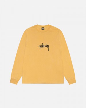 Stüssy Small Stock LS Pigment Dyed T-shirt Orange | Sverige 106MPAKVD