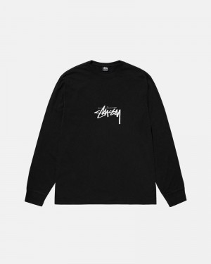 Stüssy Small Stock LS Pigment Dyed T-shirt Svarta | Sverige 937IHGECP