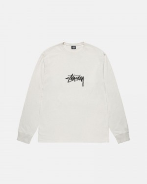 Stüssy Small Stock LS Pigment Dyed T-shirt Beige | Sverige 713BIAXHJ