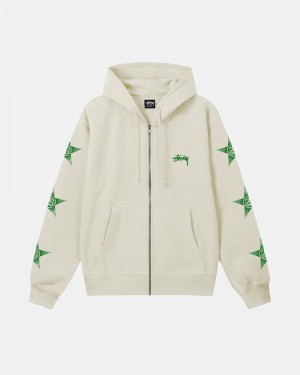 Stüssy Stars Zip Hoodie Beige | Sverige 519TOHAIV