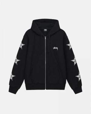 Stüssy Stars Zip Hoodie Svarta | Sverige 071EKBDLT