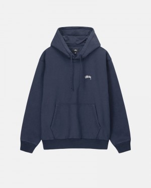 Stüssy Stock Logo Hoodie Marinblå | Sverige 027JCWQYL