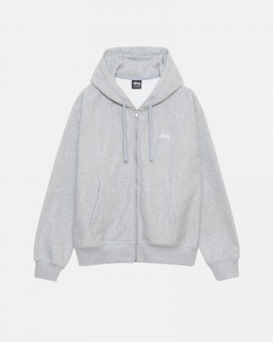 Stüssy Stock Logo Zip Hoodie Grå | Sverige 750EHVWAD