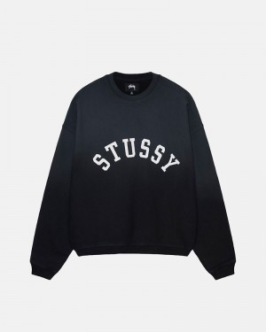 Stüssy Sun Faded Oversized Crew Sweatshirt Svarta | Sverige 538RUQDIN