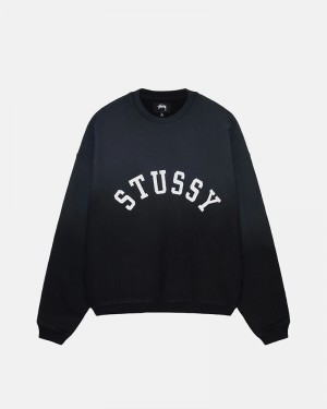 Stüssy Sun Faded Oversized Crew Sweatshirt Svarta | Sverige 308QWVTNR