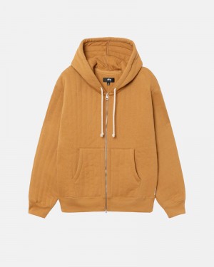 Stüssy Vertical Quiltad Zip Hoodie Bruna | Sverige 571SHVZFB