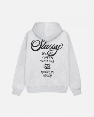 Stüssy World Tour Hoodie Grå | Sverige 625ABPUMW