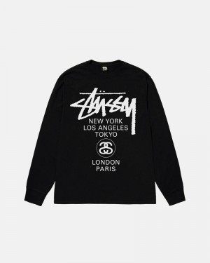 Stüssy World Tour LS T-shirt Svarta | Sverige 528EDYWNT