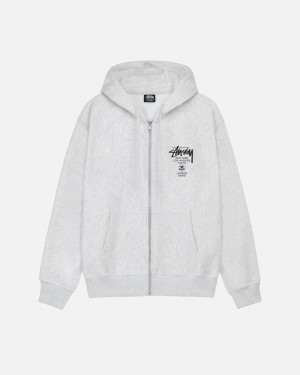 Stüssy World Tour Zip Hoodie Grå | Sverige 601DTWQEH