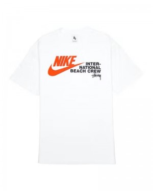 Stüssy X NK International Beach Crew T-shirt Vita | Sverige 205WYRQUS