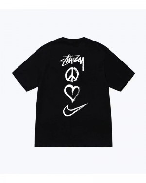 Stüssy X NK Peace, Love, Swoosh T-shirt Svarta | Sverige 247CSNUJW