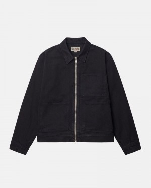 Stüssy Zip Arbets Overdyed Jacka Svarta | Sverige 215HAIRMW